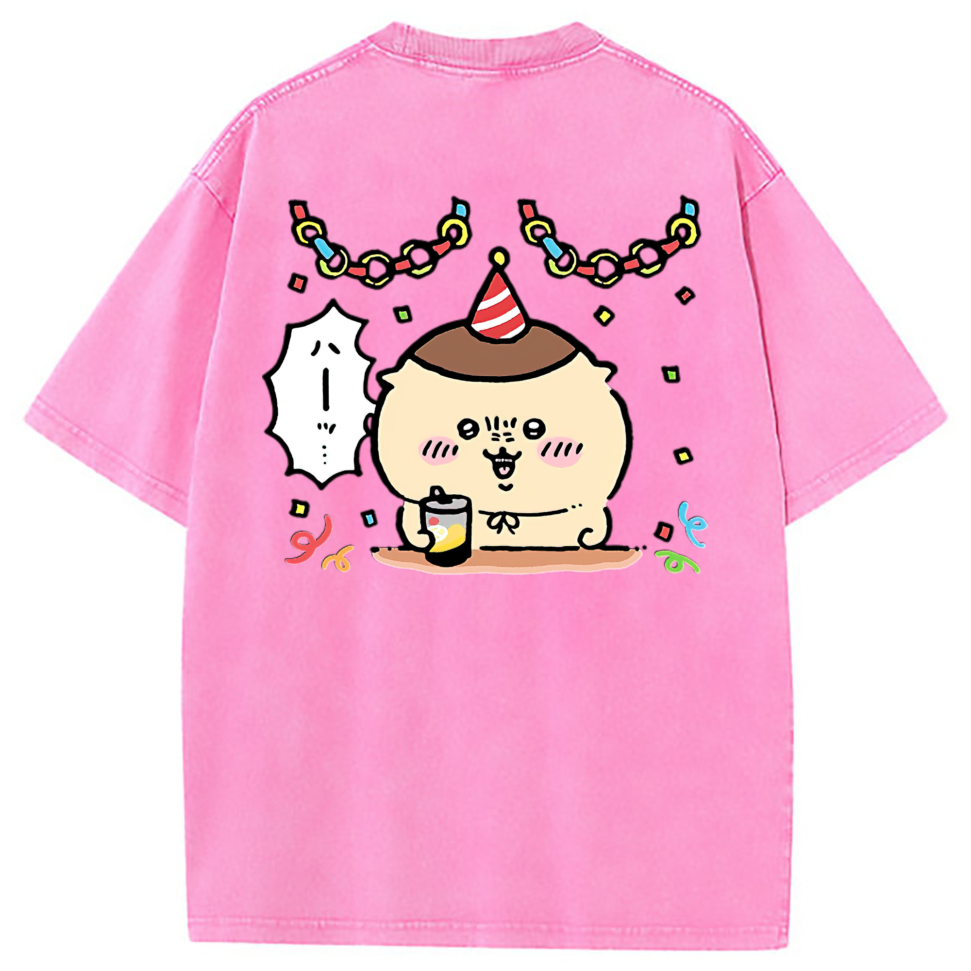 （画像用） ちいかわ くりまんじゅう Chii-kawa kuri manjū 綿100% ヴィンテージ風 半袖Tシャツ（背面プリント）
